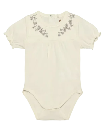 Kortærmet Broderi Body Eggnog 56