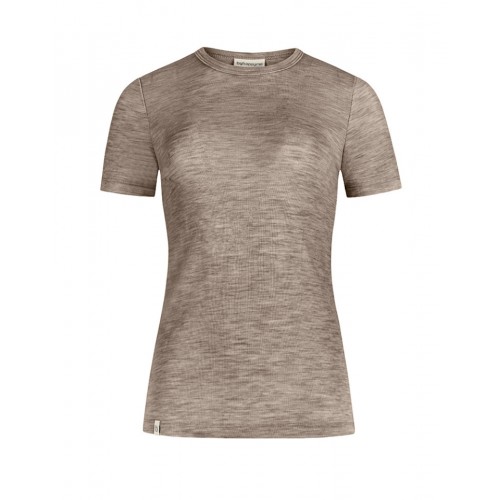 Kortærmet -shirt Til Dame 100 Merino Uld 1x1 Rib Beige Melange