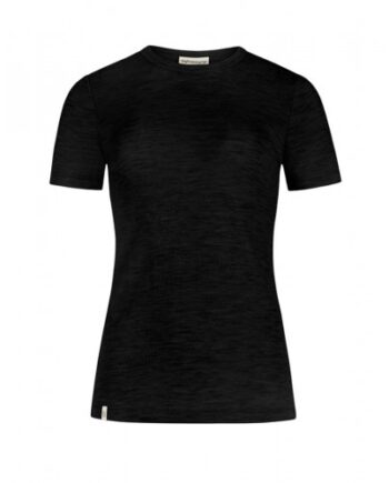 Kortærmet  -shirt Til Dame   100  Merino Uld  1x1 Rib Black