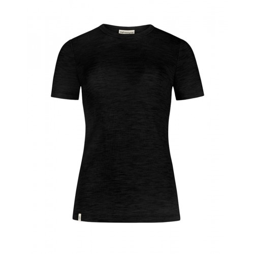 Kortærmet -shirt Til Dame 100 Merino Uld 1x1 Rib Black
