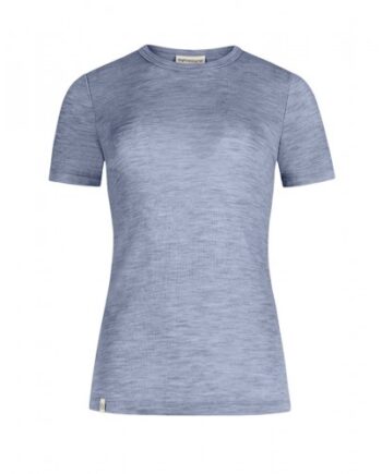 Kortærmet  -shirt Til Dame   100  Merino Uld  1x1 Rib   Light Blue Melange