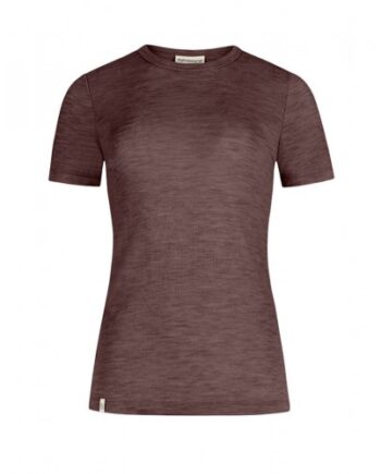 Kortærmet  -shirt Til Dame   100  Merino Uld  1x1 Rib Plum Melange