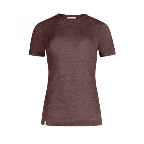 Kortærmet -shirt Til Dame 100 Merino Uld 1x1 Rib Plum Melange