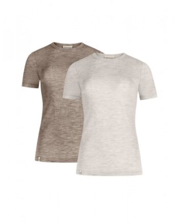 Kortærmet  -shirt Til Dame   100  Merino Uld  1x1 Rib   -pak Beige Nature Melange Xs