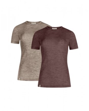 Kortærmet  -shirt Til Dame   100  Merino Uld  1x1 Rib   -pak Xs Beige Plum Melange