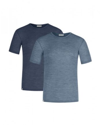 Kortærmet  -shirt Til Herre   100  Merino Uld  1x1 Rib   -pak Navy-blue