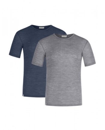 Kortærmet  -shirt Til Herre   100  Merino Uld  1x1 Rib   -pak   Navy-grey