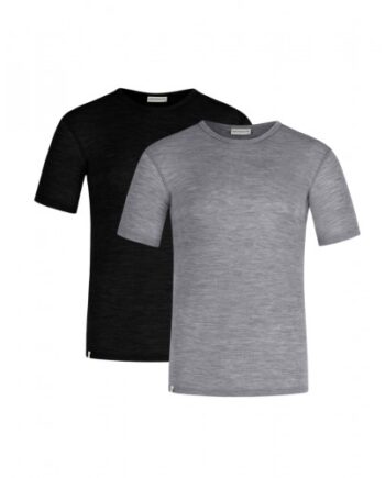Kortærmet  -shirt Til Herre   100  Merino Uld  1x1 Rib   -pak   Black-grey