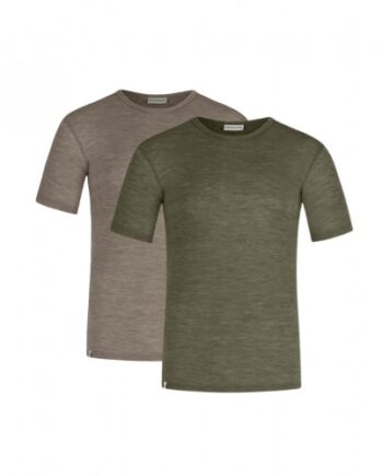 Kortærmet  -shirt Til Herre   100  Merino Uld  1x1 Rib   -pak   Moss-light Brown