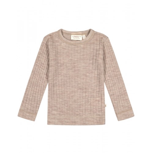 Langærmet -shirt 100 Merino Uld Oeko-texâ Beige Melange 86
