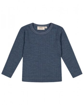 Langærmet  -shirt   100  Merino Uld  Oeko-texâ  Blue Melange 86