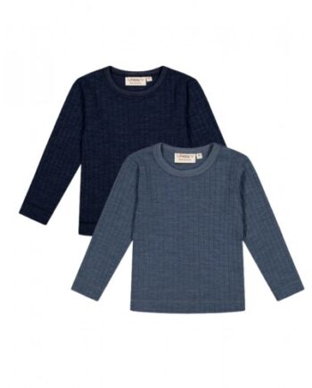 Langærmet  -shirt   100  Merino Uld  Oeko-texâ   -pak 80 Blue Navy Melange