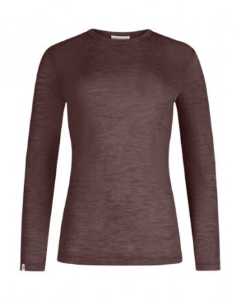 Langærmet  -shirt Til Dame   100  Merino Uld  1x1 Rib Plum Melange