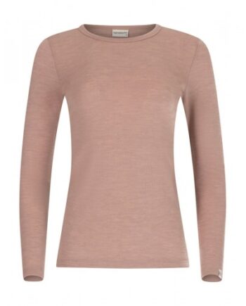 Langærmet  -shirt Til Dame   100  Merino Uld  1x1 Rib   Soft Rose