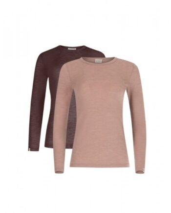 Langærmet  -shirt Til Dame   100  Merino Uld  1x1 Rib   -pak   Plum Soft Rose Melange