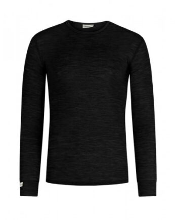 Langærmet  -shirt Til Herre   100  Merino Uld  1x1 Rib Black