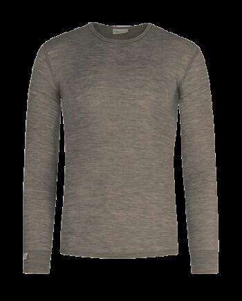 Langærmet  -shirt Til Herre   100  Merino Uld  1x1 Rib Light Brown Melange