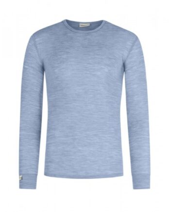 Langærmet  -shirt Til Herre   100  Merino Uld  1x1 Rib   Light Blue Melange