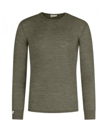 Langærmet  -shirt Til Herre   100  Merino Uld  1x1 Rib Moss Melange