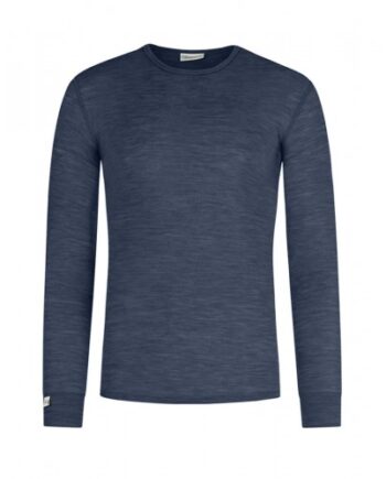 Langærmet  -shirt Til Herre   100  Merino Uld  1x1 Rib Navy Melange