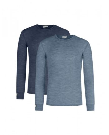 Langærmet  -shirt Til Herre   100  Merino Uld  1x1 Rib   -pak Navy-blue