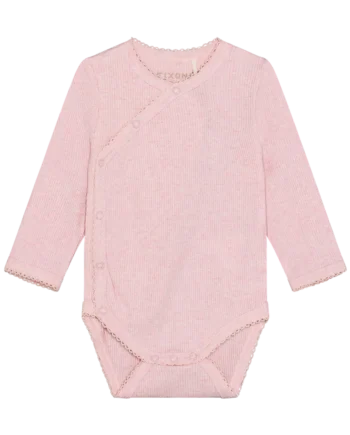 Langærmet Wrap Body Melange Rib Bleached Mauve Melange 50