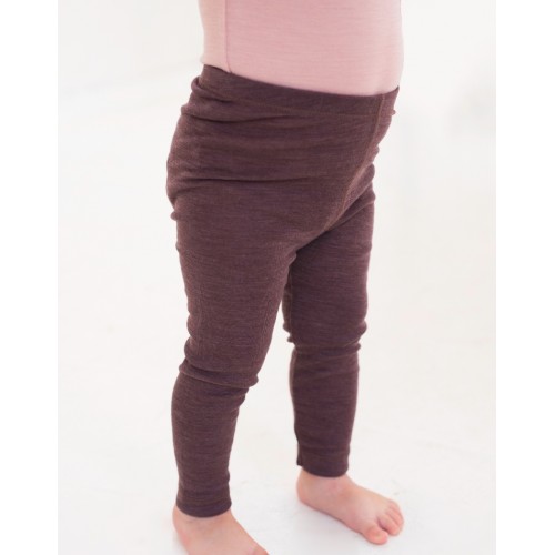 Leggins   100  Merino Uld Til Baby Og Børn Plum Melange 62