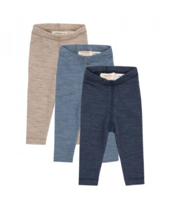 Leggins   100  Merino Uld Til Baby Og Børn   -pak Blue Melange 56