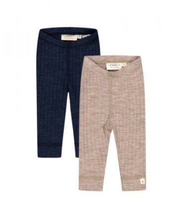Leggings Med Dropneedle-struktur   100  Merino Uld  Oeko-texâ   -pak 56 Beige Navy Melange