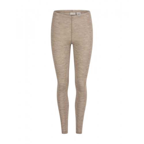 Leggings Til Dame 100 Merino Uld 1x1 Rib Beige Melange