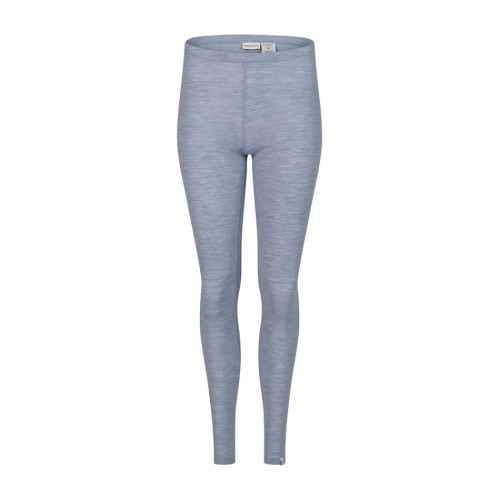 Leggings Til Dame 100 Merino Uld 1x1 Rib Light Blue Melange