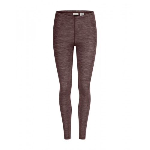 Leggings Til Dame 100 Merino Uld 1x1 Rib Plum Melange