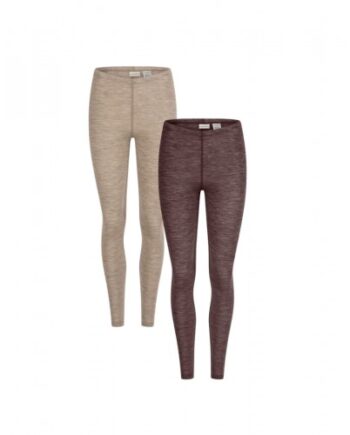 Leggings Til Dame   100  Merino Uld  1x1 Rib   Beige Plum Melange
