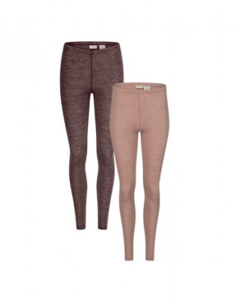 Leggings Til Dame   100  Merino Uld  1x1 Rib   Plum Soft Rose Melange