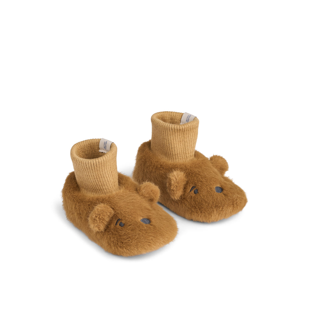 Liewood Beth Bjørne Plush Slippers Golden Caramel 16 17