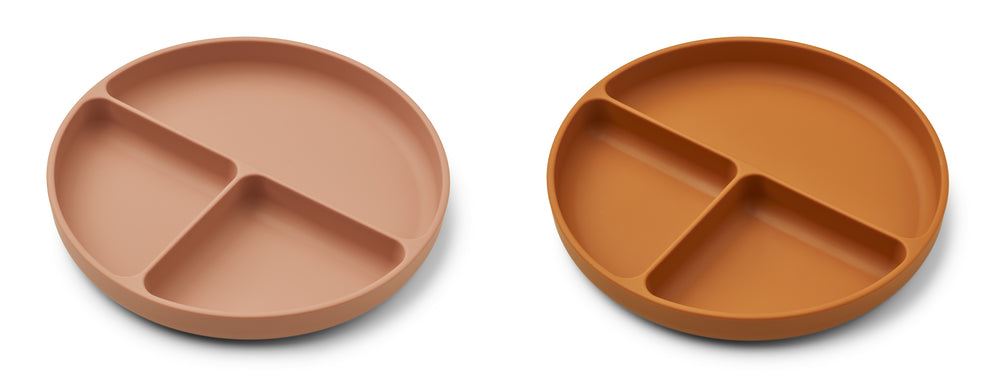 Liewood Harvey Ruminddelt Tallerken Dark Rose   Mustard Mix