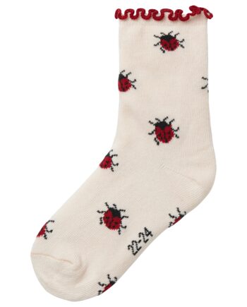 Lil Atelier Darlene Socks Silver Peony Ladybug 19 21