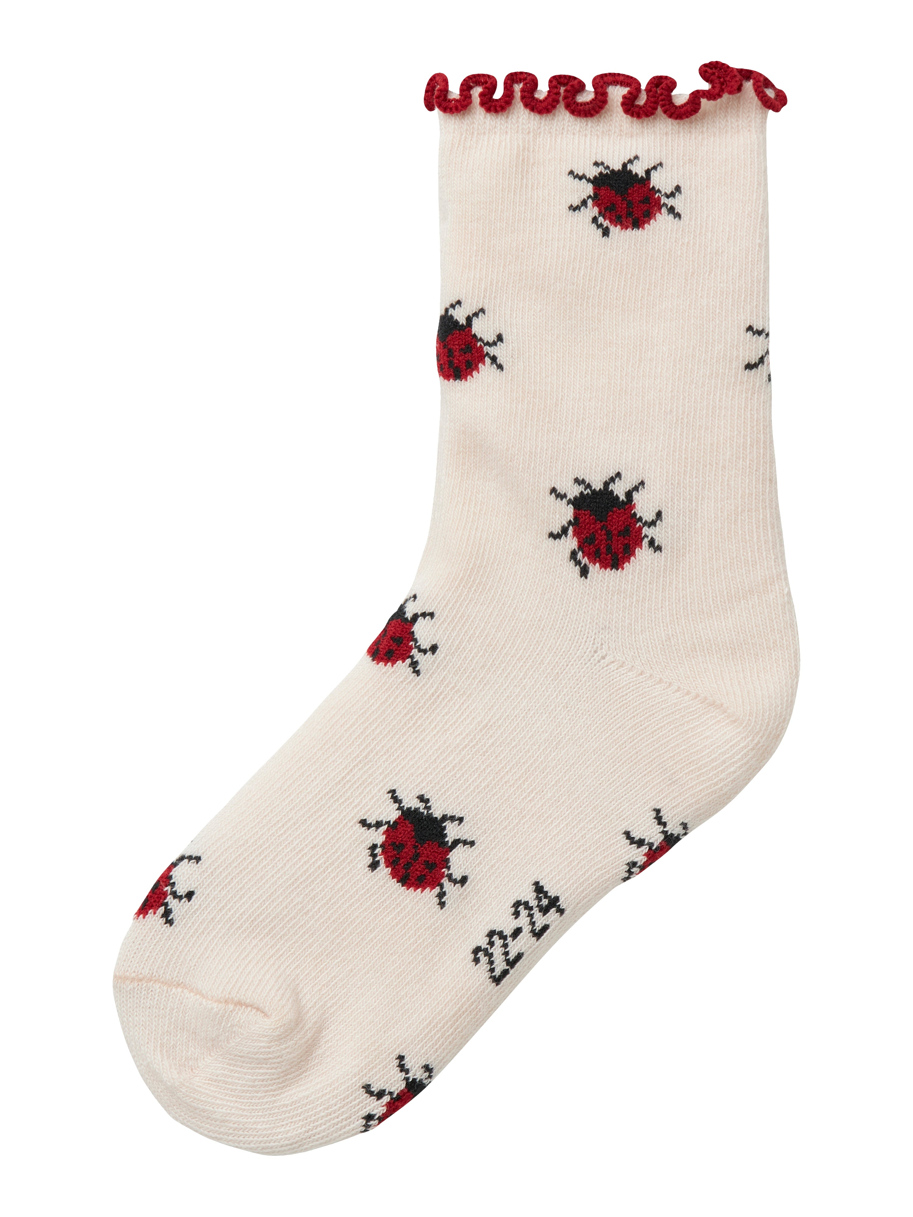 Lil Atelier Darlene Socks Silver Peony Ladybug 19 21