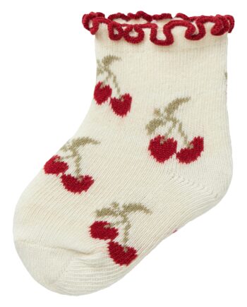 Lil Atelier Darlene Socks Turtledove Cherry 50 56