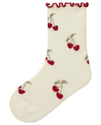 Lil Atelier Darlene Socks Turtledove Cherry 19 21