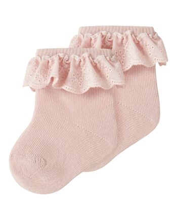 Lil Atelier Dertrud Ankelstrømpe Med Blondekant   Pak Misty Rose 50 56