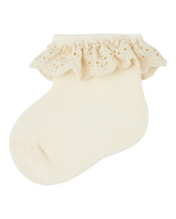 Lil Atelier Dertrud Baby Ankelstrømpe Med Blondekant Turtledove 50 56