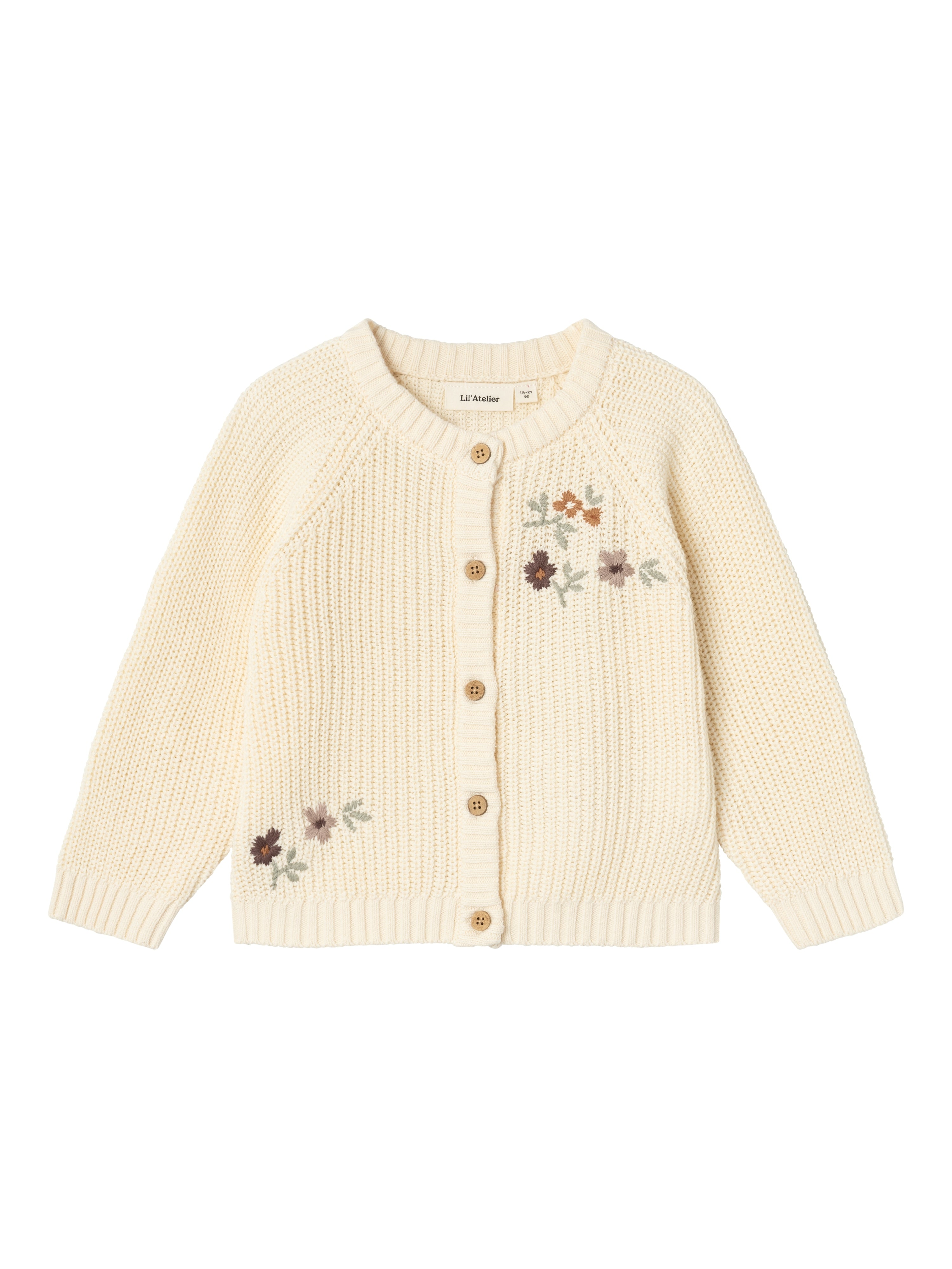 Lil Atelier Emlen Emb Knit Cardigan Birch 92 Cm