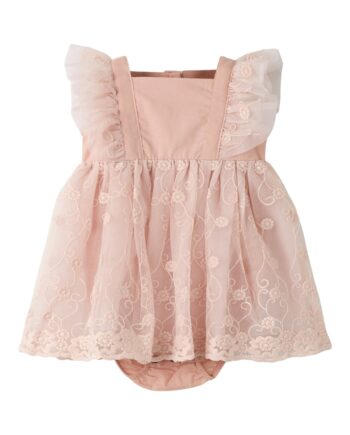 Lil Atelier Feya Tulle Body Dress Peach Whip 68 Cm