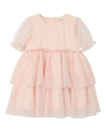 Lil Atelier Frilla Loose Tulle Dress Peach Blush 92 Cm