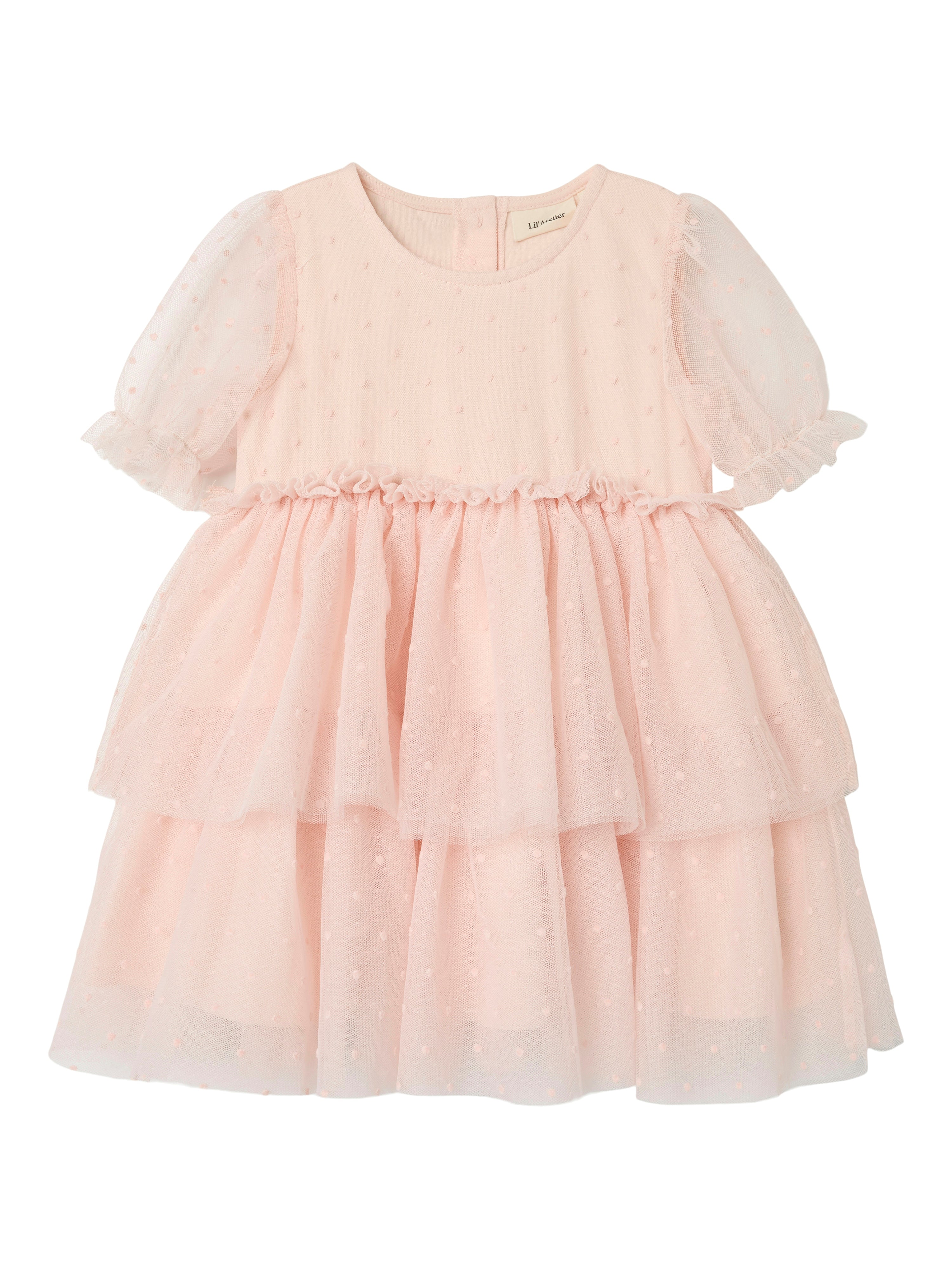 Lil Atelier Frilla Loose Tulle Dress Peach Blush 92 Cm