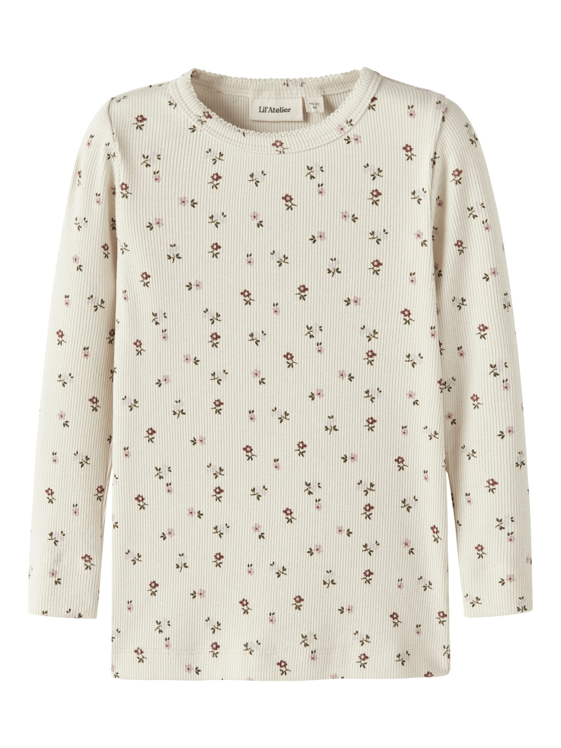 Lil Atelier Gago Ls Slim Top Noos Turtledove Flower 92 Cm