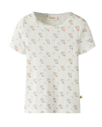 Lil Atelier Rachello Dap Ss Slim Top Coconut Milk Strawberry 92 Cm