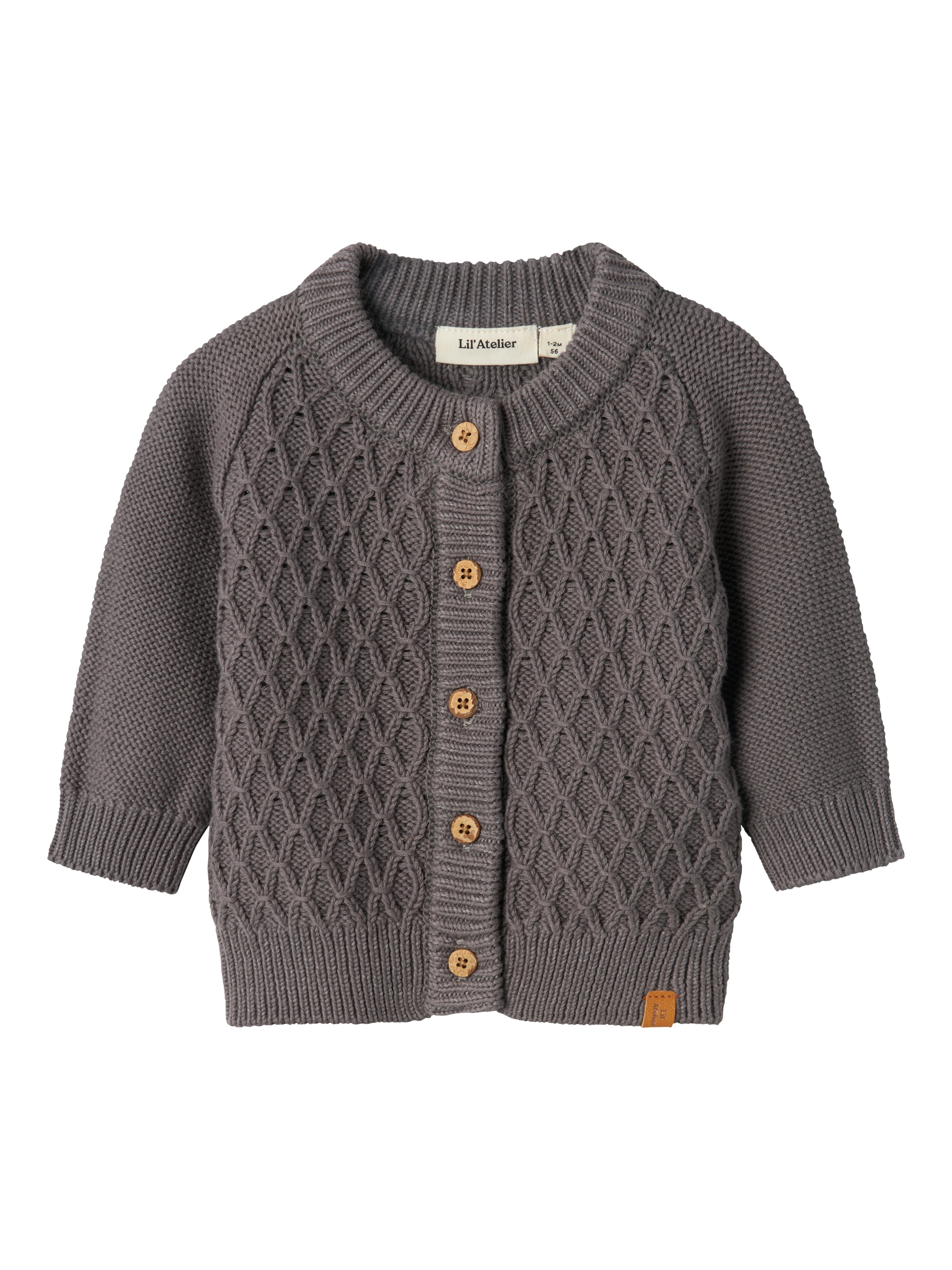 Lil Atelier Tobie Knit Cardigan Pewter 56 Cm