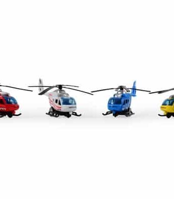 Magni Helikopter Med Pull Back Rød  Hvid  Blå   Gul Rød